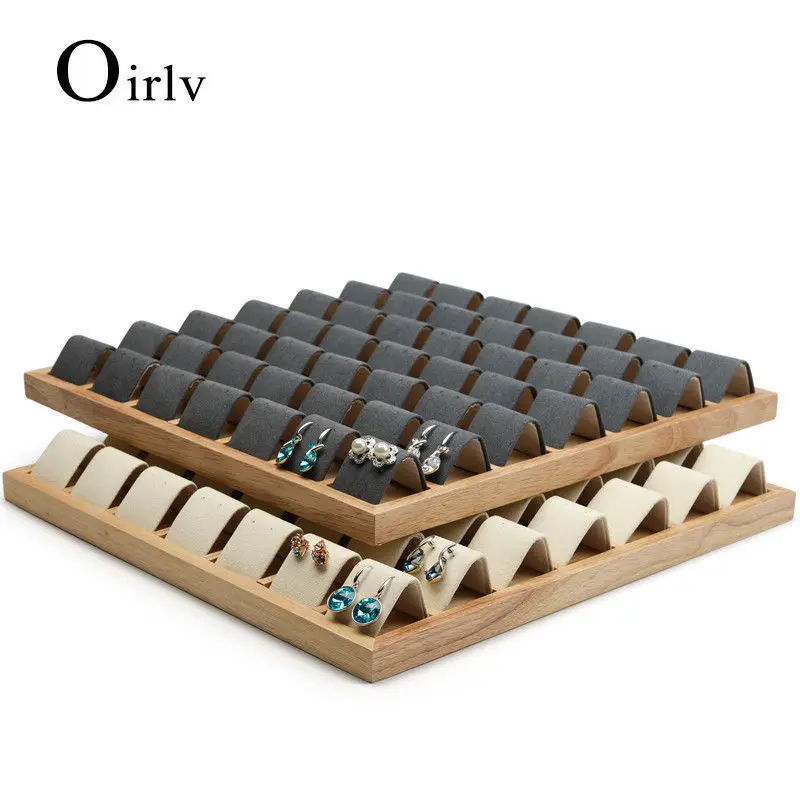 

Oirlv cream-white free shipping earrings display stand display tray FOR wooden material counter show