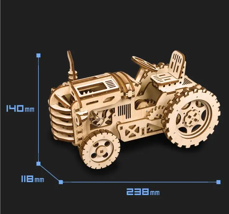 DIY 3D лазерная резка деревянная механическая модель строительные наборы действие по заводу игрушки хобби подарок для детей - Цвет: Черный