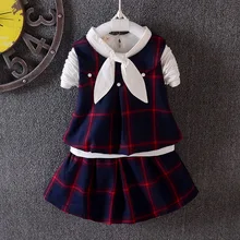 

2017 Hot Sale Spring Children Clothing For Girls Set Outfits Cotton T-shirt+vest Kids Cartoon Tops Skirt 3pcs Suits Clothes