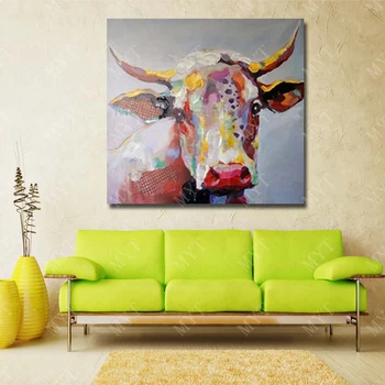 

2020 Real Cuadros Posters And Prints Free Delivery High Quality Abstract Art Pure Hand-painted Cow Decorative Wall Painting