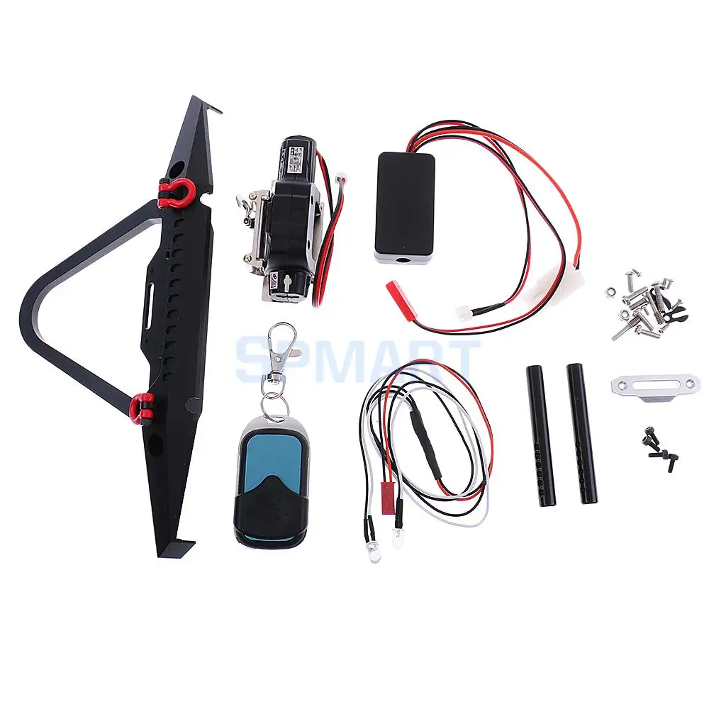 

RC Rock Crawler 1/10 Metal Front Bumper Winch & Controller Kit for Axial SCX10 90046 90047 Traxxas TRX-4 RC Climbing Car