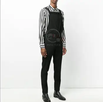 

27-42! New Arrival Men's Nightclub Black Bibs Male Personality Korean Fashion Leisure Jumpsuit men's slim harem pants feet pant