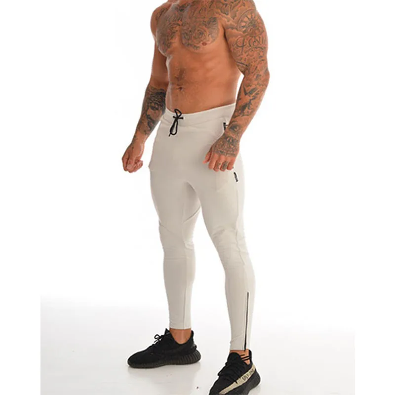 Мужские спортивные штаны, хлопковые мужские спортивные тренировочные штаны для фитнеса, повседневные модные спортивные штаны, высококачественные штаны для бега, обтягивающие брюки - Цвет: white