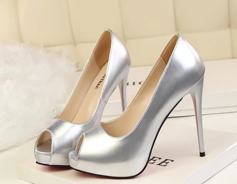 

2019 Female Shoes Fish Mouth Platform Women Pumps Ultra High Heels 12cm Shoes Women Sexy Peep Toe Shallow Ladies Single Shoes