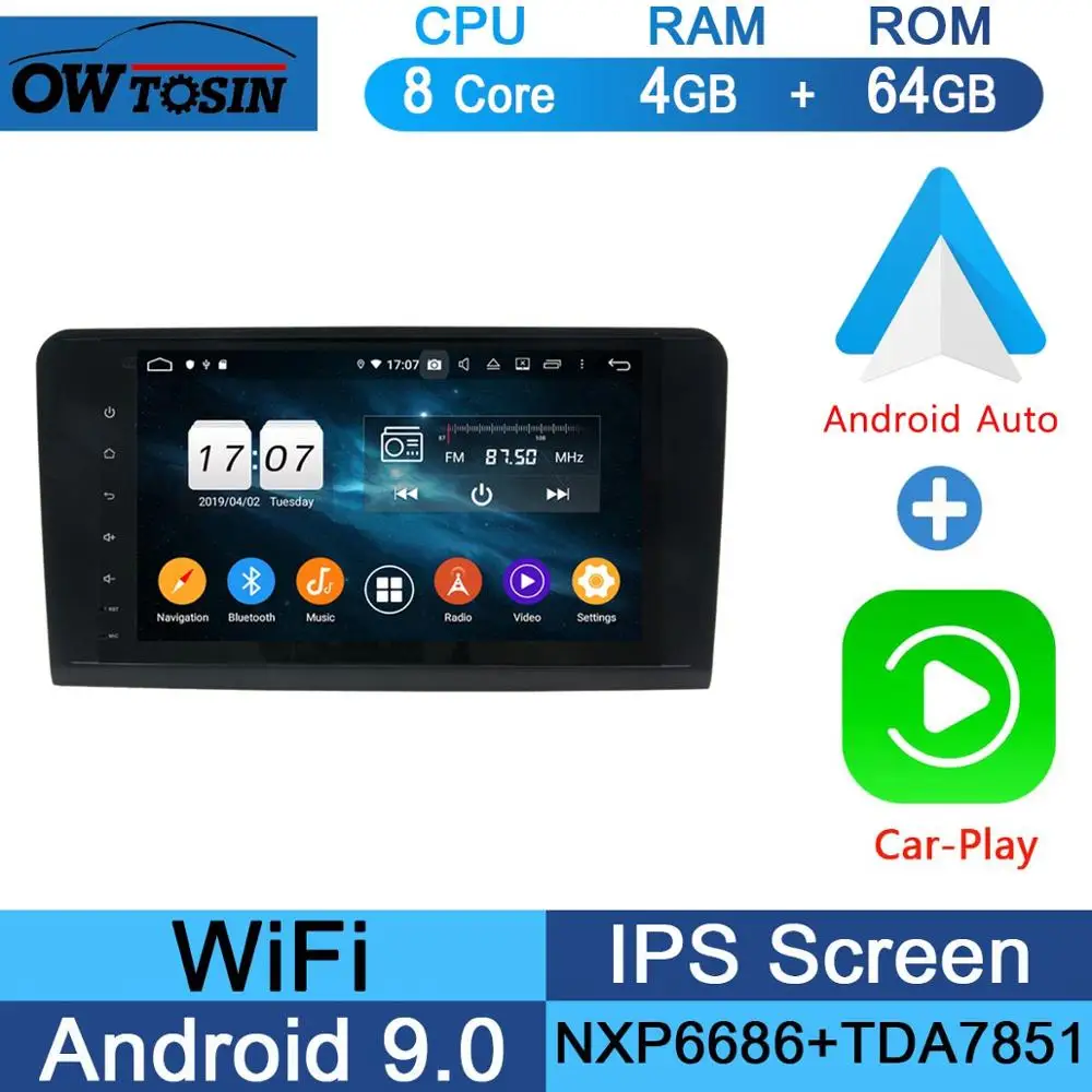 " ips Android 9,0 8Core 4G+ 64G Автомобильный dvd-плеер для Mercedes Benz ML GL Class W164 X164 ML350 ML500 GL350 GL450 GPS стерео радио - Цвет: 64G CarPlay Android