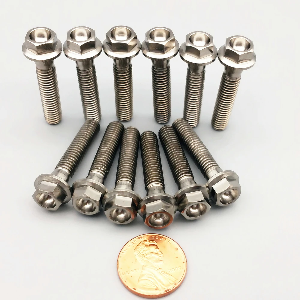 

Titanium Bolt for Motorcycle DIY MTB M6 M6x10-60mm Titanium Color Flange Head Hexagon Titanium Screws Ti Fastener 2/6pcs
