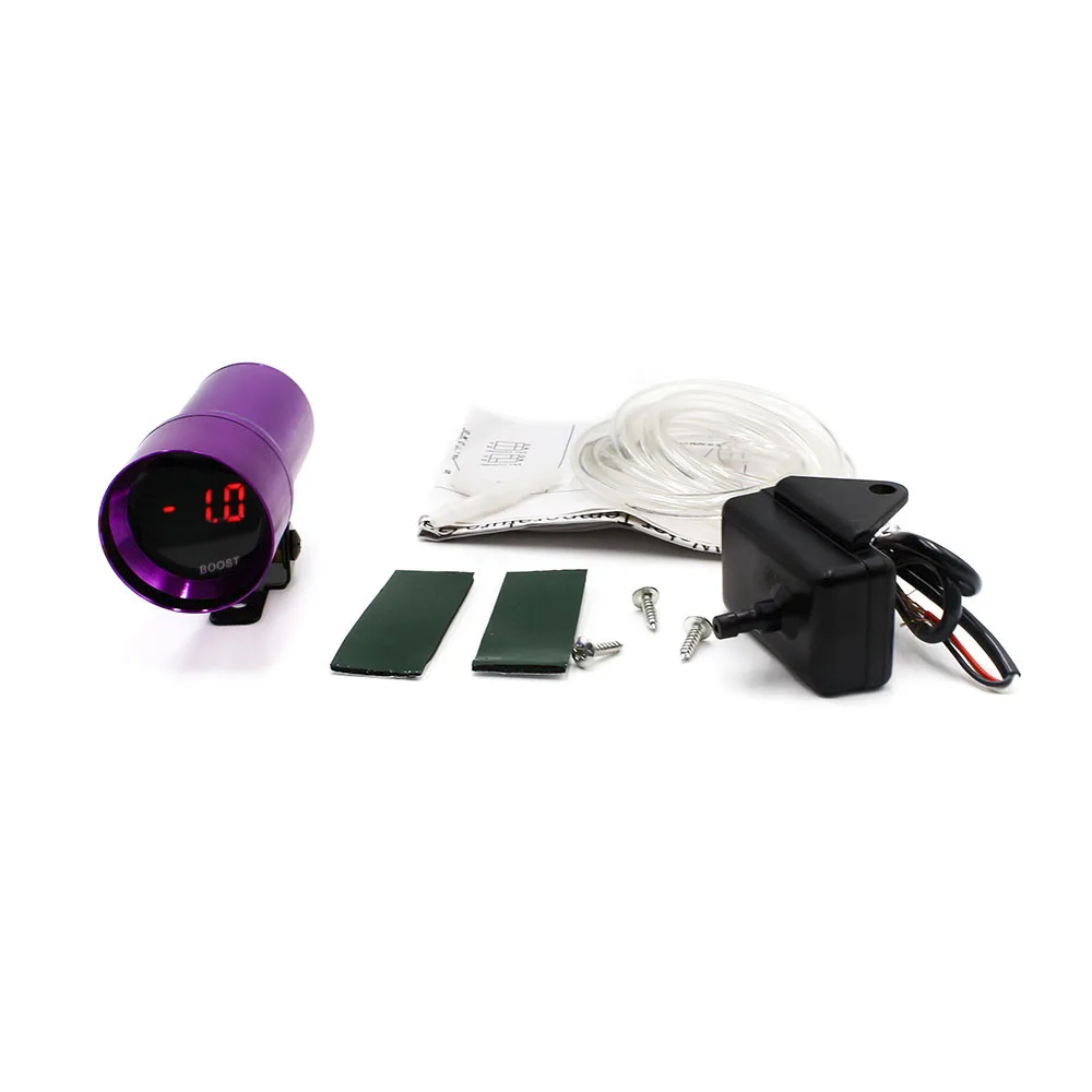 

CNSPEED 37mm 12V Turbo boost gauge Mini Purple Red LED light Digital Display Instrument auto booster gauge Meter