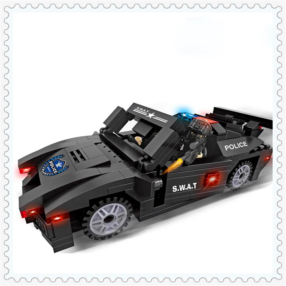 

277Pcs SWAT Police Speed Car Chase Model Building Block Toys Compatible Legoe HSANHE 6507 Figure Brinquedos Gift For Children