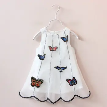 

2-6 years old girl dress fairy style embroidery three-dimensional butterfly thin sand personality girl children's clothing