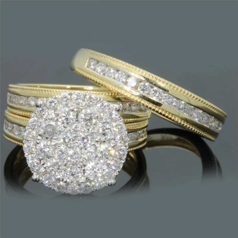 BOAKO Women Wedding Ring Set Sparkling Perfect Round Cut Zircon Stone Rings Female Party Jewelry 2 Color Silver& Gold anillos
