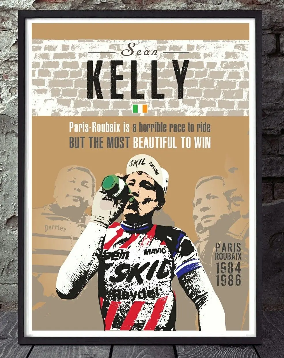 

N2048 Sean Kelly Paris Roubaix Cycling Specially Created Wall Sticker Silk Fabric Poster Art Indoor Decor Bright