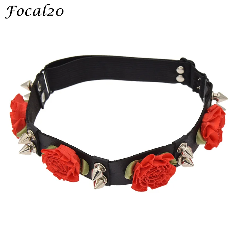 Focal20 Gothic Punk Rose Flower Synthetic Leather Women Garter Sexy Elastic Leg Garter Belt Suspender Lingerie Cosplay Focal20 Gothic Punk Rose Flower Synthetic Leather Women Garter Sexy Elastic Leg Garter Belt Suspender Lingerie Cosplay