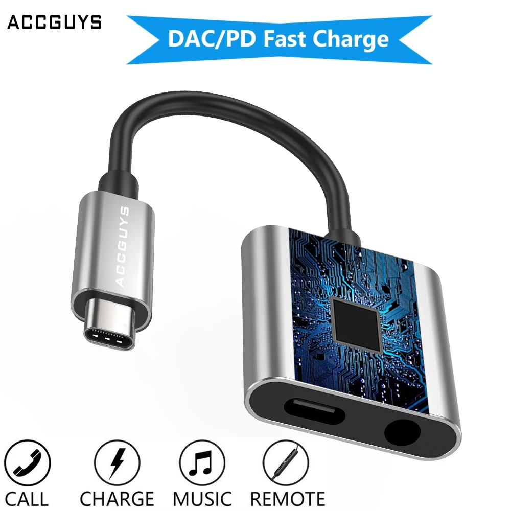 

ACCGUYS Type C Audio Cable Adapter 3.5mm jack Audio Splitter USB C Earphone Adapter for Xiaomi Samsung Huawei P20 pro Google 2XL
