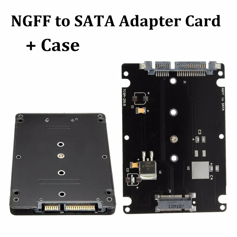 Чехол-адаптер для конвертера B+ M Key Socket 2 M.2 NGFF(SATA) SSD to 2,5 SATA адаптер для карты с черным Чехол