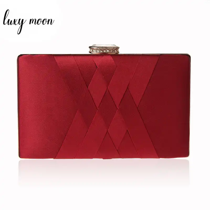 red clutch bag with chain