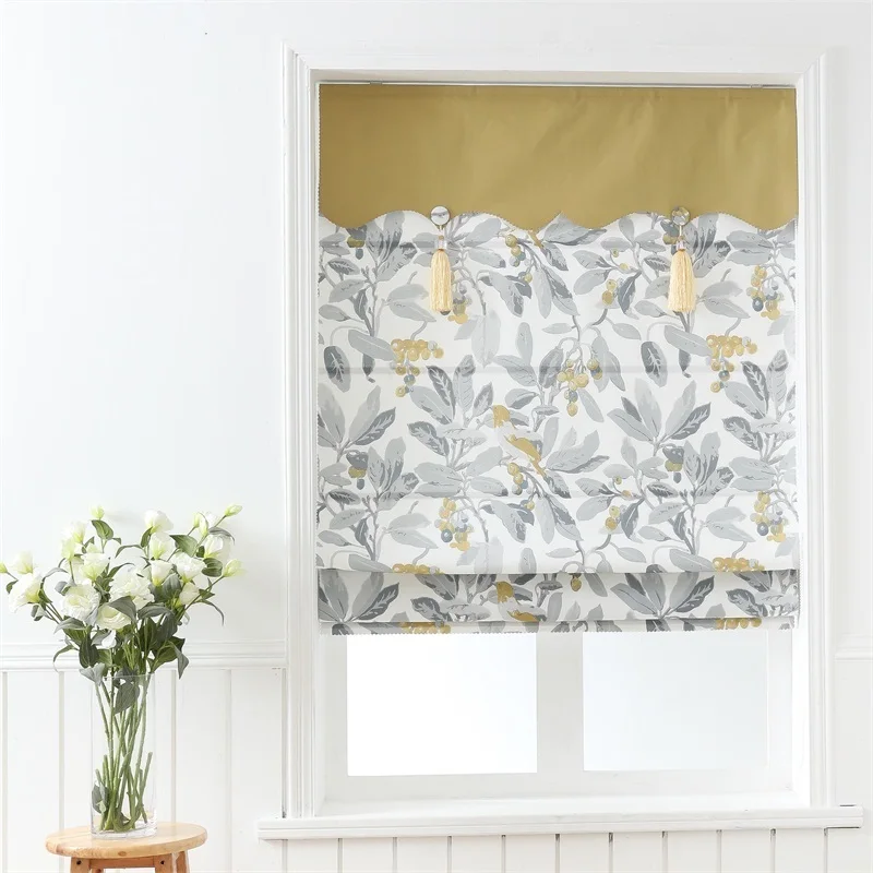 

SunnyHouseware Rural Summer fruit Blackout Cotton Linen Printed Roman curtains and curtain track for lving room