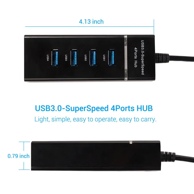 Супер скорость USB 3,0 концентратор 4 порта Зарядка для ноутбука/ультрабук с VL812 Windows Mac Linux ноутбук ПК USB