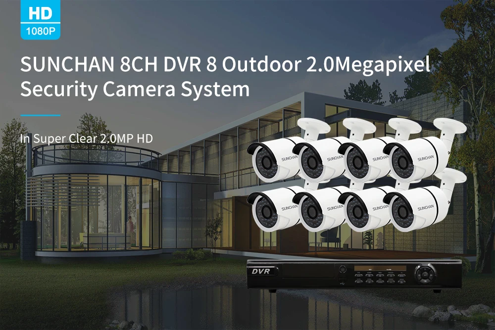 8CH 1080P AHD Outdoor Camera Home Security DVR System