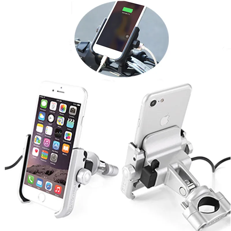 Universal Motorcycle Bicycle 360 Degree Rotation Handlebar Mount Phone Holder With USB Charger For iPhone X