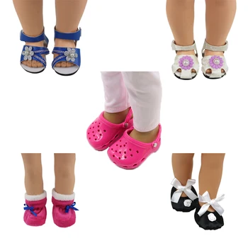 

2019 new 1 Pairs White Flower Sandals fit 43cm baby new born Doll shoes and Accessories Children best Birthday Gift