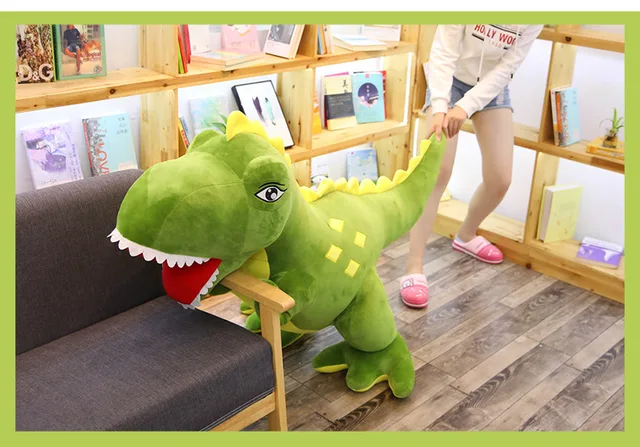 stuffed toy large 110cm cartoon dinosaur plush toy opening mouth dinosaur soft doll hugging pillow Christmas gift b2005