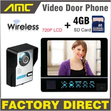 Wireless Video Door Phone Intercom Doorbell record System, 4G SD Card Recording 7 inch LCD Monitor 720P night vision Camera