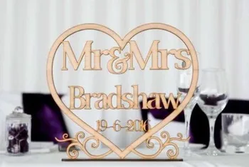 

Wooden Rustic Bridal Table Sign.Mr & Mrs personalised wedding decor custom names for you