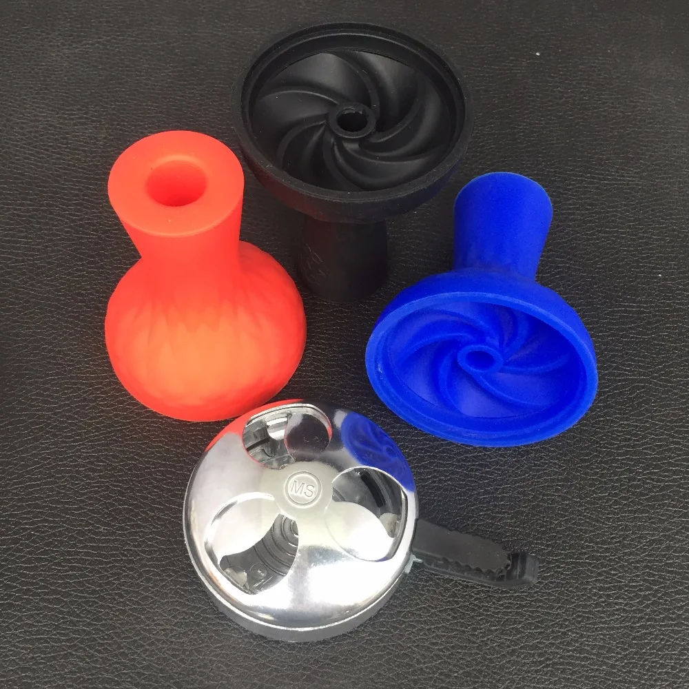 

1pcs Silicone Hookah Bowl And 1pcs Hookah Primary color Metal smoke pot metal pot Shisha Hookahs Chicha chicha tete chicho terre