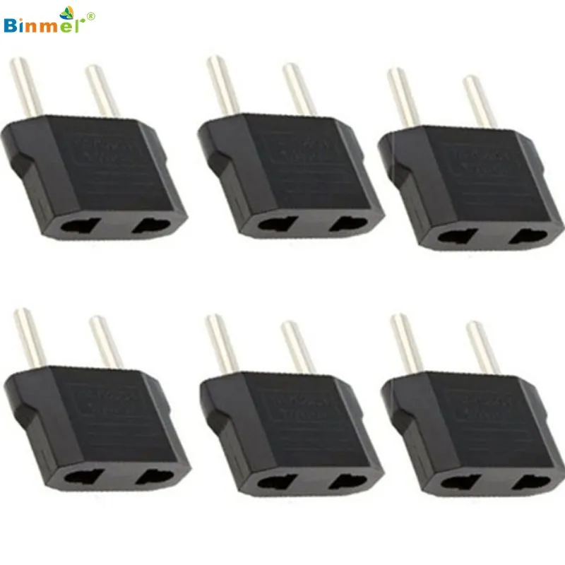 

Binmer Superior Quality 6pcs Round American to European US to EU Outlet Plug Adapter