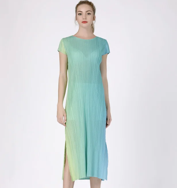 

2019 new wrinkle design slim split dress MIYAKE pleated dresses free shipping