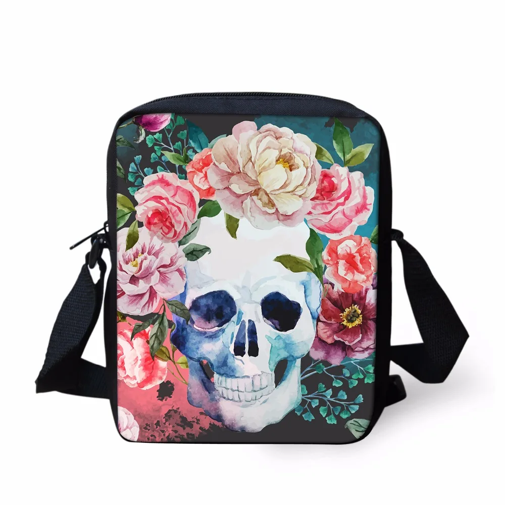

FORUDESIGNS Flower Skull Mini Crossbody bags,Cartoon Ladies Messenger bag Women Mini Shoulder Bag Xmas Gifts for Girls Wholesale