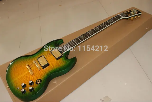 Best price at $239 Cheap Wholesale Standard SG 400 Green Clouds Grain Electric Guitar EMS Free Shipping