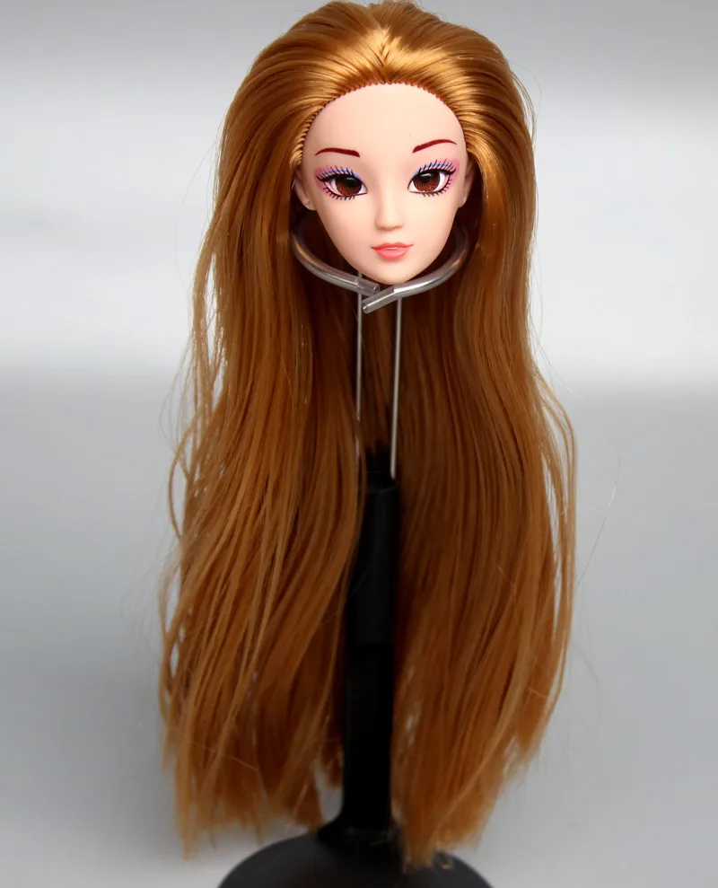 3D настоящие глаза макияж 1/6 кукла голова с прямой толстой челкой волосы виниловые аксессуары для DIY косплей кукла подарок игрушки для девочек