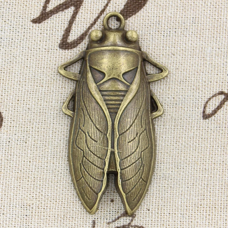 2 шт. подвески Cicada 62x33 мм античное изготовление винтажные бронзовые тибетские