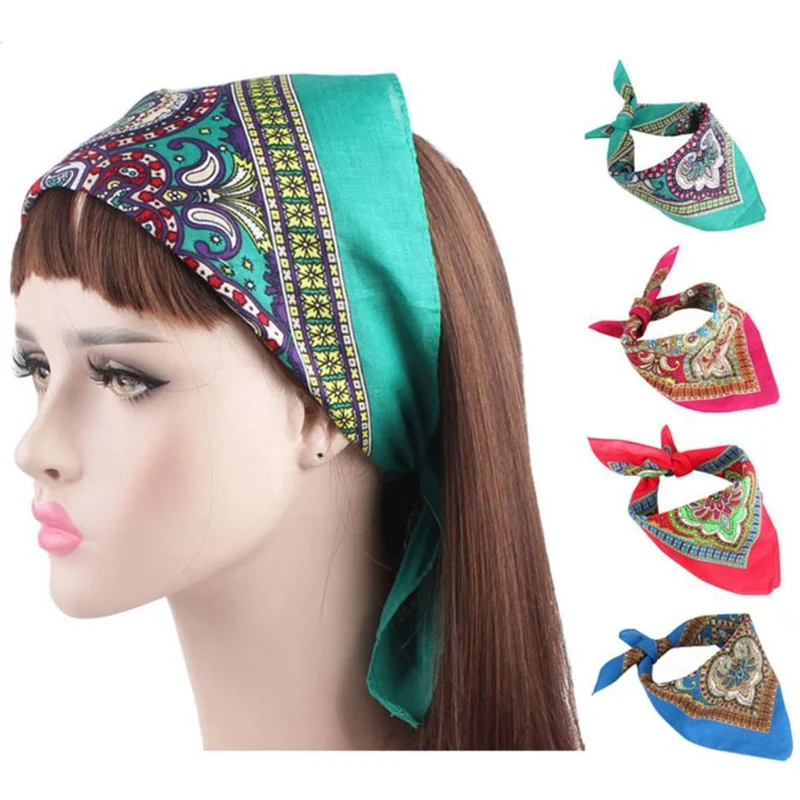 

55*55CM Cute Women Print Bandana Scarf Square Head Scarf Female Motorcycle Headwear Outdoor Cool Activities Riding Collar