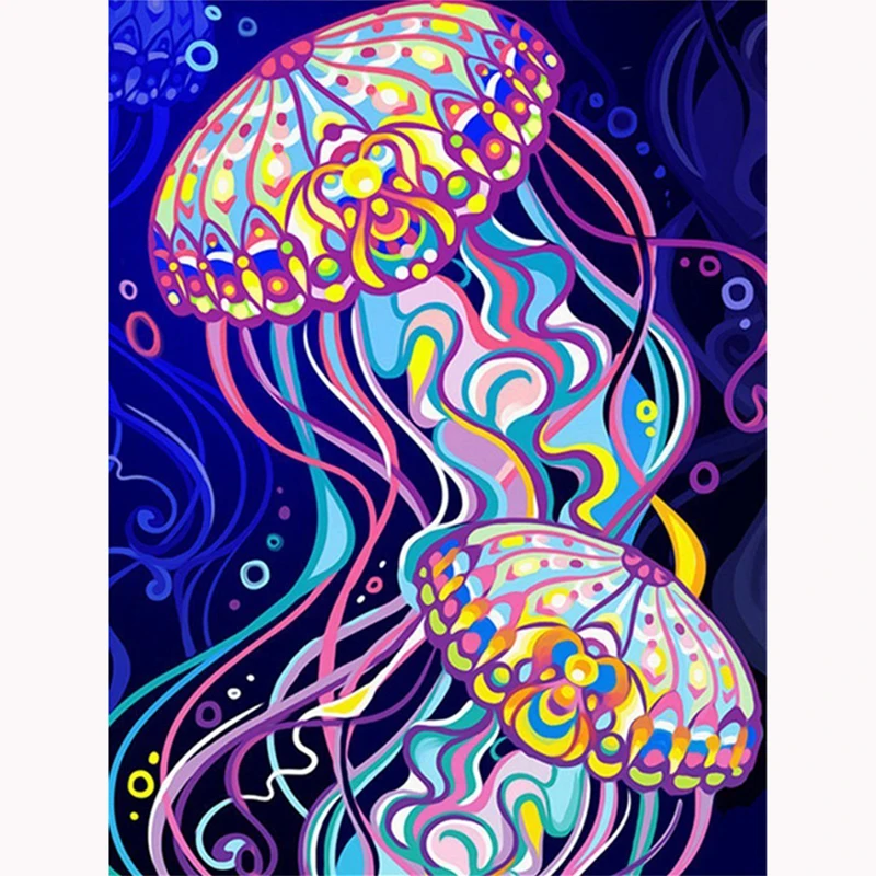 Diamond Embroidery Jellyfish Needlework Crafts Diamond Painting Cartoon Full Square&amp;amp;amp;Round Home Decor 5D DIY Diamond Mosaic LK1