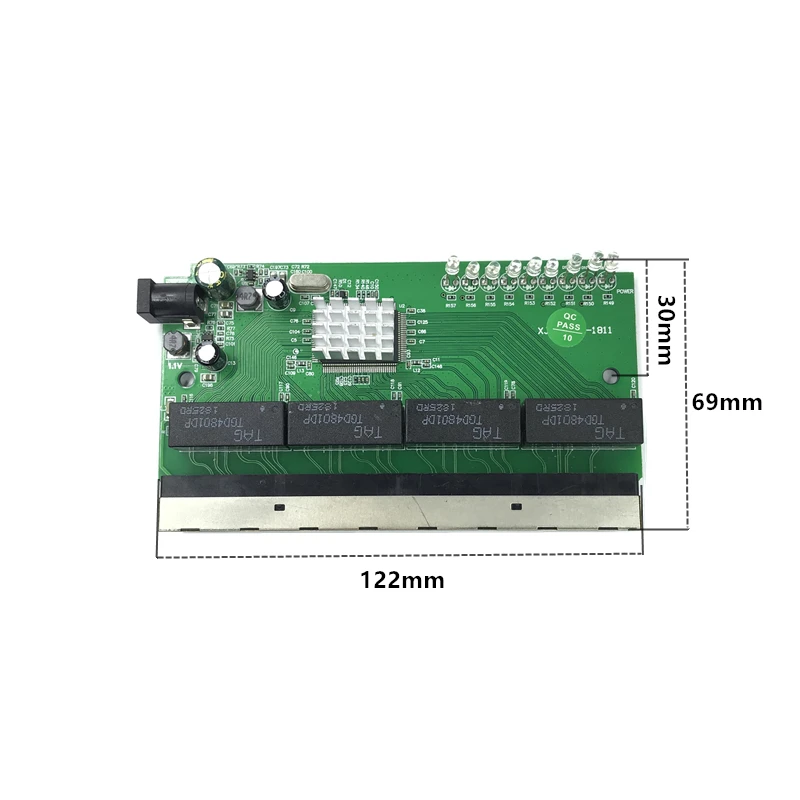 OEM PBC 8-портовый гигабитный Ethernet коммутатор 8 портов met 8-контактный разъем 10/100/1000 m концентратор 8way штекер питания печатная плата OEM schroef gat