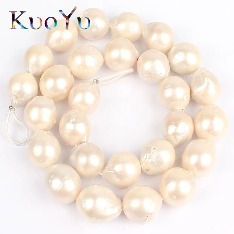 

AAA 14mm Natural White Baroque Freshwater Pearl Round Loose Beads For DIY Making Bracelet Necklace Jewelry Strand 15" wholesale