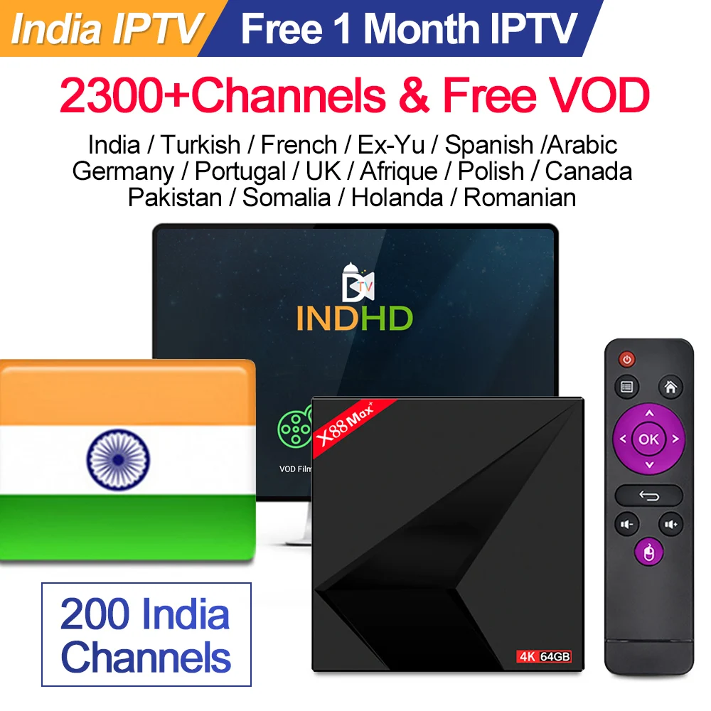 IP ТВ Italia Арабский Португалии бесплатно 1 месяц код IPTV X88 MAX Android 9 0 коробка Индия