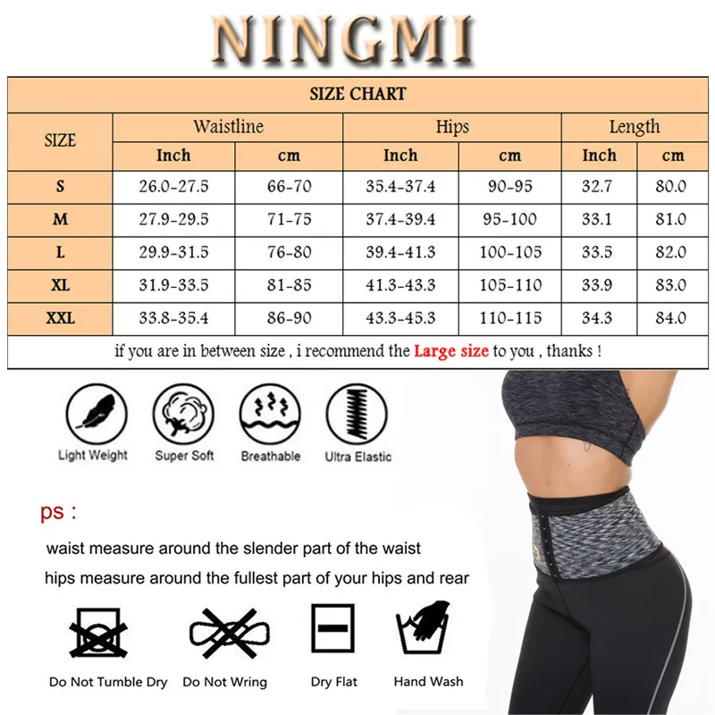 NINGMI Tummy Control Panties with Hook Waist Trainer Slimming Pants Neoprene Sauna Body Shaper Sport Leggings Shorts Butt Lifter