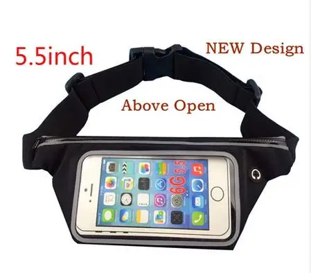 Водонепроницаемая Спортивная поясная сумка для бега, чехол-кошелек для мобильного телефона, сумка на молнии с ремнем для iPhone x 5 6S 7 8 Plus samsung S5 S6 Edge - Цвет: NEW 5 5 inch Black