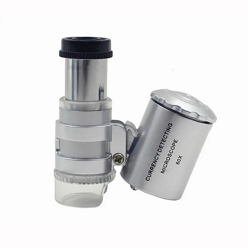 

Urijk 60x Microscope Magnifier Mini Multifunctional With 2 LED UV Light Counterfeit Function Jewelry Magnifier Tool With Case