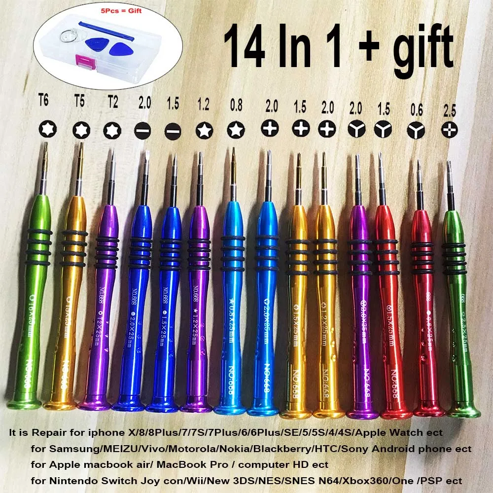 

Pentalobe Tri-Wing Y0 Y00 Y0.6 Cross Phillips Torx Screwdriver Set for iPhone X 7 6 Nintendo Switch Macbook Air/Pro 4/6/12/14Pcs