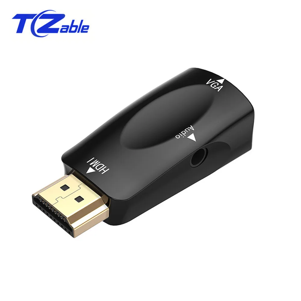 

HDMI To VGA Adapter Male To Female With Audio Converter Cable For Projector PC TV Box Computer HDMI VGA Connector 3.5mm Jack