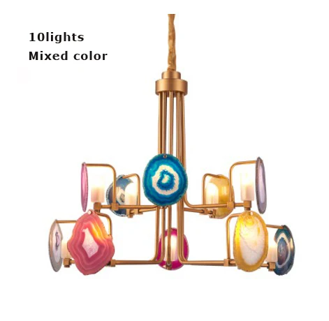 led g9 Постмодерн Железные Агат дизайнерские Светодиодные Лампы.Светодиодные Светильники Люстры Подвесные.Светильники Подвесные Светильники.Светильник Подвесной Светильник.Освещение Для Столовой,Фойе и Спальни - Цвет корпуса: 10lights mixed color