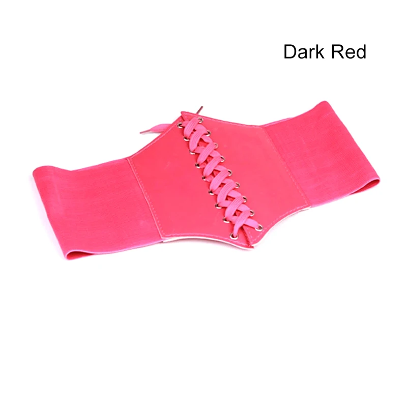 Модный женский ультра-широкий пояс, эластичный пояс-корсет из искусственной кожи, модный широкий пояс на талии, аксессуары для женской одежды, украшение для женщин - Цвет: Rose Red