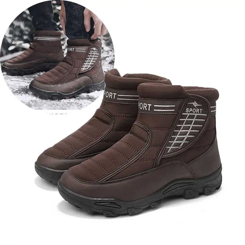 

Mens Warm Snow Boots Men Comfortable Martin Boots Chaussure Male Fashion Outdoor Sport Cotton Shoes Winter Botas Footwear #44