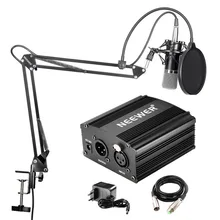 Neewer NW-700 Профессиональная студия вещания и записи конденсаторный микрофон комплект+ 48 В фантомный источник питания черный