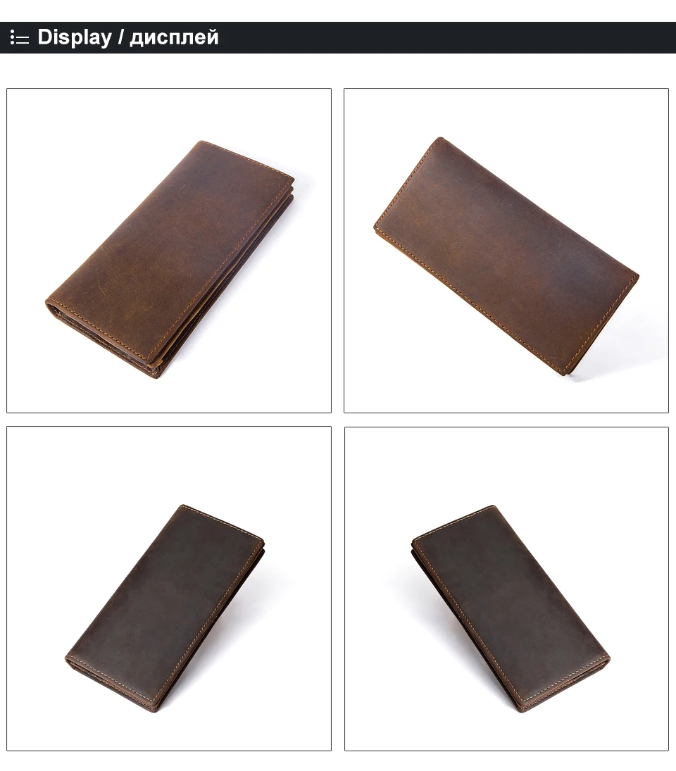 Long men wallets genuine leather chutch male purse for men multiple credit ID card photos holder Wallets for men money bag