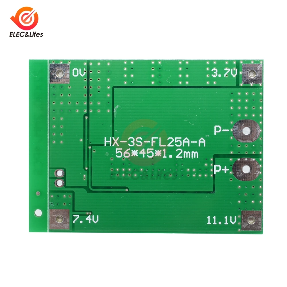 3S 25A 18650 Защитная плата для литиевых аккумуляторов BMS PCM печатная плата с балансом литий-ионных батарей Lipo модуль для сотовых батарей